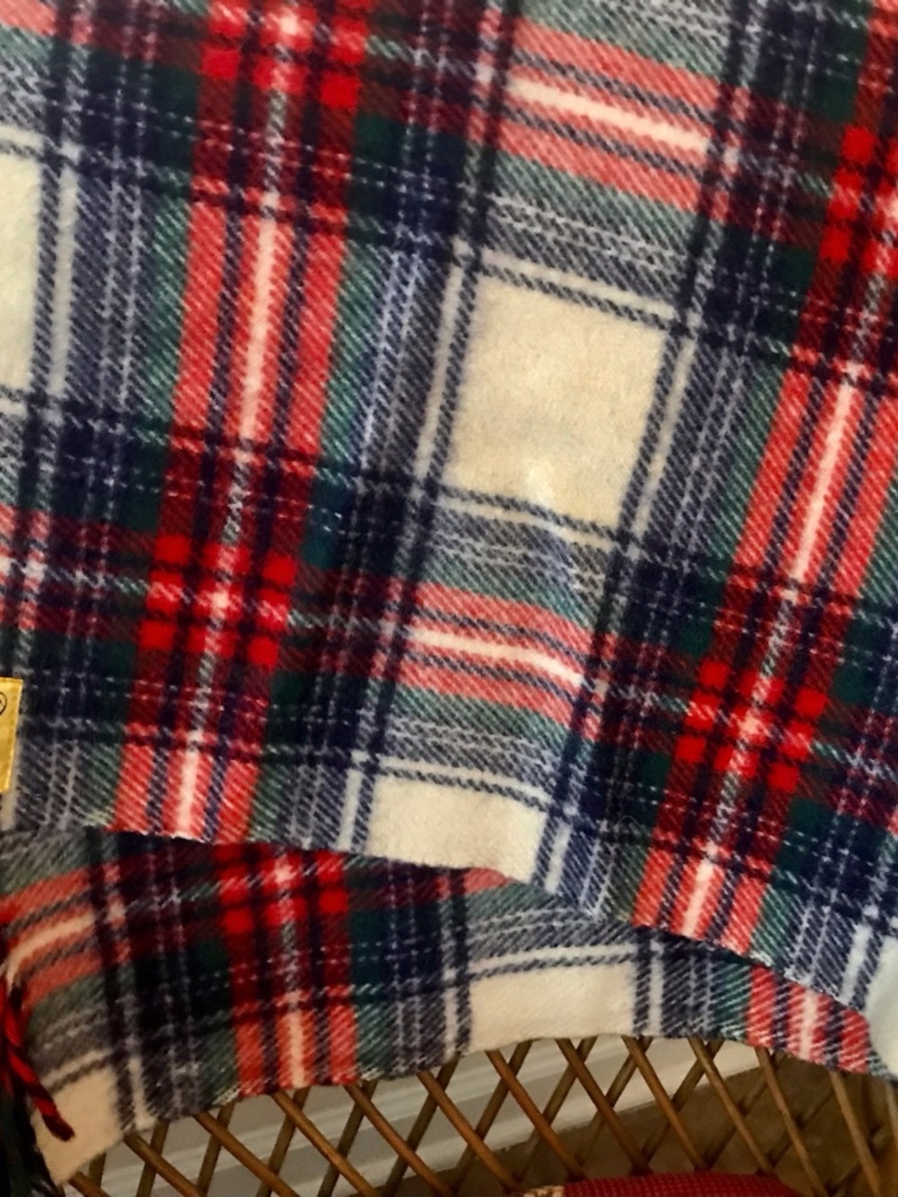 Dexter 100% Virgin Plaid Wool Small Blanket - Red, Navy, Green, Cream